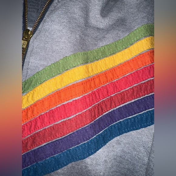 Aviator Nation Disco 7 Stripe Zip Up Hoodie - Heather Grey - Unisex Large - EUC - Picture 4 of 9